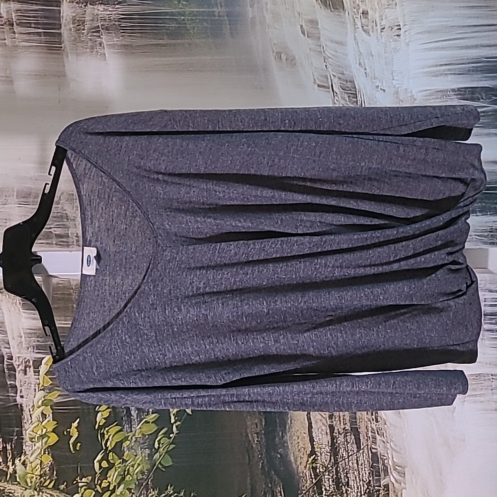 Old Navy Classic twisted long sleeve gray top womens large casual shirt